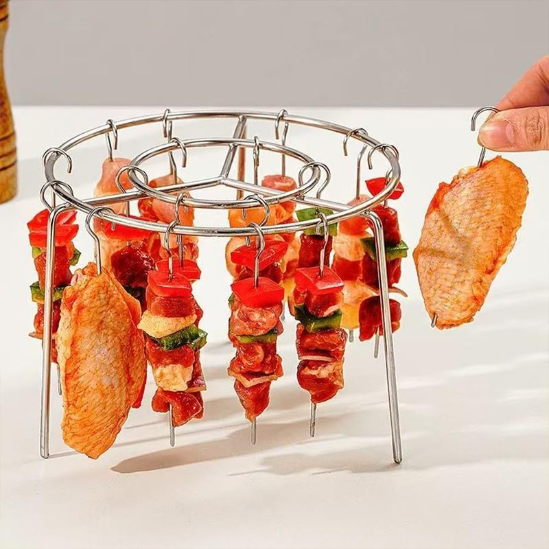 tieedhfu Air Fryer BBQ Skewer Stand Stainless Steel Rack For