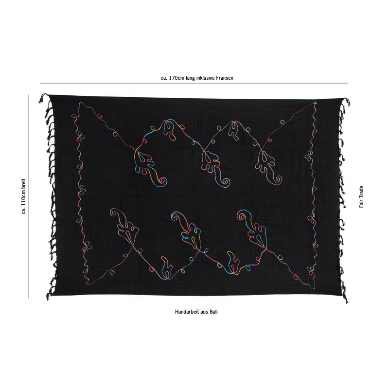 Ciffre Sarong Pareo Wrap Skirt Beach Towel Cloth Opaque Embroidery,