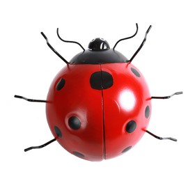 NUOBESTY 1pc Simulated Seven Star Ladybug Ornament Red Metal Beetle Statue Outdoor Lawn Patio Garden Decor