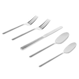 Godinger 20 Piece Flatware Set with 4 Dinner Forks, 4 Salad Forks, 4 Tablespoons, 4 Teaspoons and Knifes, 18/0 Stainless Steel Rail Mirror, Set of 4