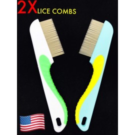 2PCS Peine Para Sacar Piojos Y Liendres Dientes Acero Inoxidable Tratamiento