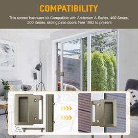 Stone Screen Hardware Kit for Andersen Doors, Sliding Screen Door Handle Replacement, Fit for Andersen A-Series Gliding & Hinged Patio Doors Manufactured from 1982 to Present(Stone Colors)