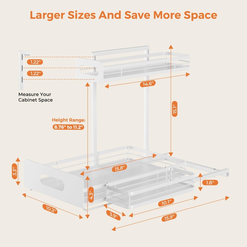 Delamu 2 Pack Metal Bathroom Organizers and Storage, 2 Tier
