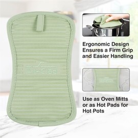 All-Clad Premium Pot Holder & Heating Pad, (2-Pack) Heat Resistant to 500 Degrees, 100% Cotton 10"x6.25" for Kitchen and Barbeque, Fennel
