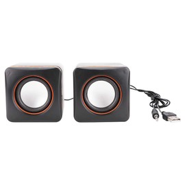 Mini Black Lightweight USB Speaker, Plastic Desktop Speaker, Computer for Home for Laptop Office(Dual Channel)