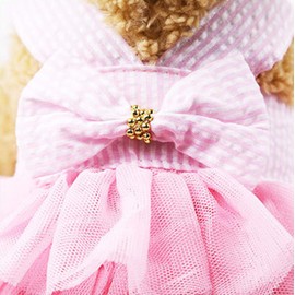 QingLuo Sweet Puppy Dog Princess Dress Pink Purple Bow Lace Tutu Skirt Doggie Dress for Dog Cat (XL, Striped Pink)
