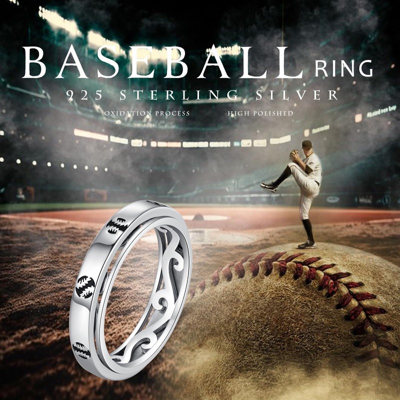JFASHOP Spinner Ringe für Angst 925 Sterling Silber Baseball Spinner