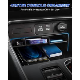 Karltys Center Console Organizer Tray for Honda CR-V 2023 2024 2025 CRV Accessories Car Middle Console Organizer Storage Insert Tray with Non-Slip Black Silicone Mat