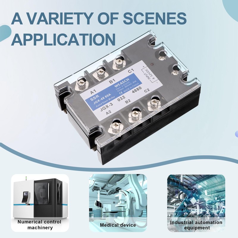 Weasch 3 Phase Solid State Relay, JGX-48 80A, DC to