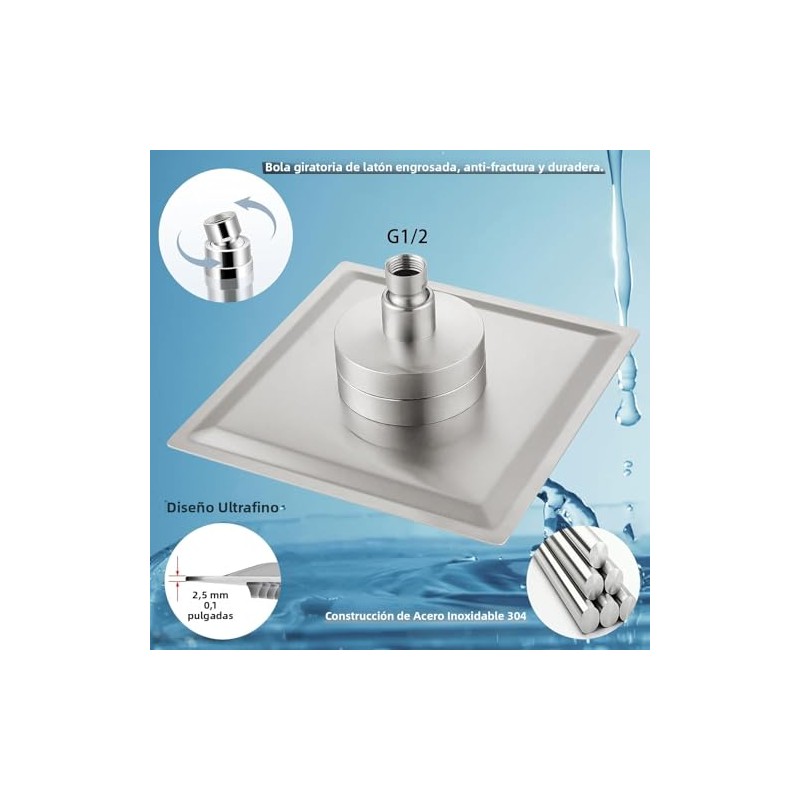 Regaderas Cabezal de Ducha de 8' con 2pcs 25 Etapas