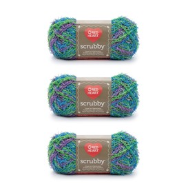 Red Heart Scrubby Capri Yarn - 3 Pack of 85g/3oz - Polyester - 4 Medium (Worsted) - 78 Yards - Knitting/Crochet