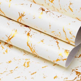 FunStick 36"x200" Cream White and Gold Wallpaper Peel and Stick Marble Contact Paper Peel and Stick Countertop Contact Paper for Kitchen Cabinets Waterproof Self Adhesive Wall Paper for Bedroom Table