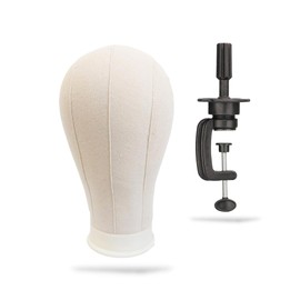 Regipro b Mannequin Head with Desktop Clamp Canvas Faceless Wig Hat Stand 22"
