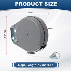 uxcell 2 Pcs 39ft Retractable Clothesline Outdoor Indoor, Heavy Duty PVC Clothes Line Retracting Laundry Line with 12 Pcs Clothespins for Wet Dry Clothing, Gray