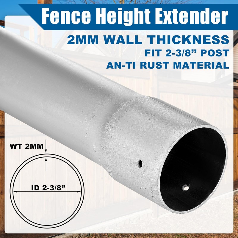 Hicarer 2 Pack 2-3/8" Od Fence Height Extender 24" Metal