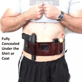LB's Hunting Belly Band Holster - Gut Guardian Holster - Cowhide Leather Concealed Carry - Large 44 to 52 inches