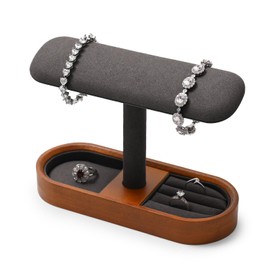 Oirlv Wooden Jewellery Stand Multifunctional Jewellery Holder for Watch Bracelet Bangle Storage for Fathers Day Mothers Day Birthday Gifts (Grey)