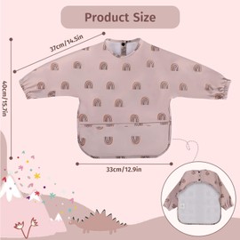 AOOTE Baby Bib with Long Sleeves, Bib with Sleeves, Baby Measuring Proof, Soft and Skin-friendly Material, Bib for Breastfeeding, Crafts, Painting, Painting, Playing from 6 Months to 12 Months