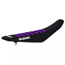 Enjoy MFG 2001-2017 SUZUKI RM 125/250 SEAT COVER Enjoy Mfg ALL BLACK / PURPLE RIB LOGO #52