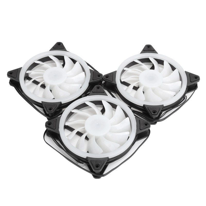 3Pcs Computer Chassis Cooling Fan Mute 6‑Pin Dual RGB Lights