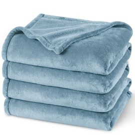 PHF Cuddly Fluffy Fleece Blanket, Oeko-Tex Soft Warm Blanket, Bedspread, Throw Blanket for the Sofa, Bed, Grey Blue, 130 x 150 cm