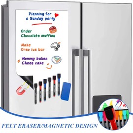 PYEUIFT Pack of 4 Whiteboard Magnetic Wall, A4 Magnetic Dry Erase Whiteboard Sheets for Fridge, 3 White Board Pens with Eraser, Magnetic Soft Whiteboard for Home, Office, School (30 x 21 cm)