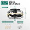 YITAHOME 15" Caged Ceiling Fans with Lights and Remote, Flush