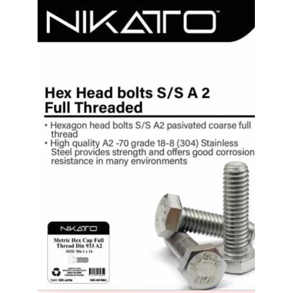 NIKATTO THE 50 Pack M8-1.25 x 45mm, Hex Head Cap