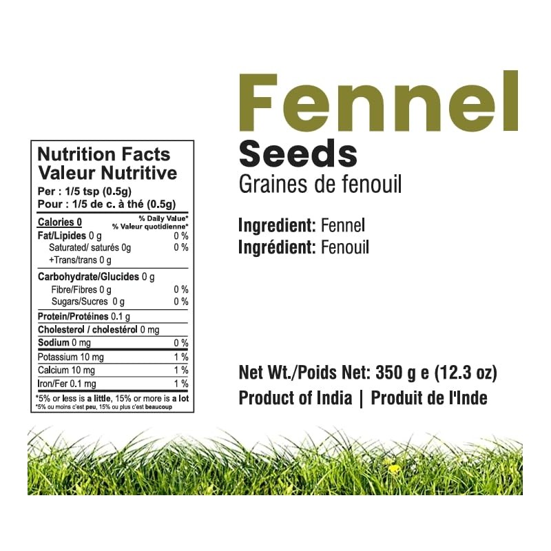 Fennel Seeds, Premium Natural Quality, 350g, 12.3oz