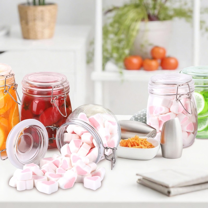 Glass Containers With Lids 16 Oz Wide Mouth Airtight Jars