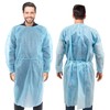 AMZ Medical Supply Disposable Isolation Gown X-Large. Pack of 5 Blue Disposable Gowns with Sleeves, Elastic Wrists, Neck and Waist Ties. 45 GSM PP Isolation Gowns. Unisex Protective Gown Disposable