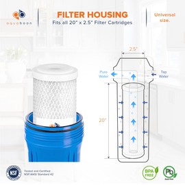Aquaboon Premium 5 Micron Carbon Filter 20 x 2.5 CTO Activated Carbon Water Filter Replacement Cartridge Compatible with EP-20, CB-25-2005, 4-Pack