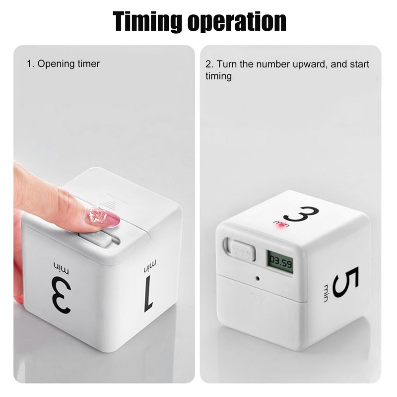 Gravity Sensor Cubic Digital Timer with Display Time Management for