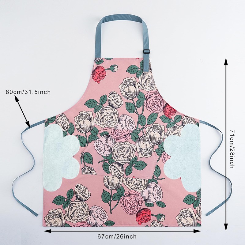 PUBMIND Floral Apron for Women with Pockets, Adjustable Chef Aprons