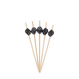 BambooMN 4.7" Decorative Dice Party End Bamboo Cocktail Fruit Sandwich Picks Skewers for Catered Events, Holiday's, Restaurants or Buffets Party Supplies, Black, 1000 Pieces