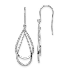 925 Sterling Silver Diamond Dangle Earrings (.02 cttw.) (39mm x 13mm)