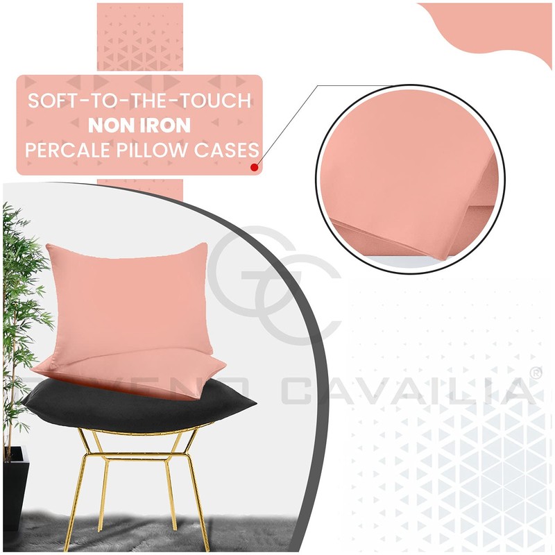 GC GAVENO CAVAILIA Percale Pillow Case, Polycotton, Blush Pink, 50x75