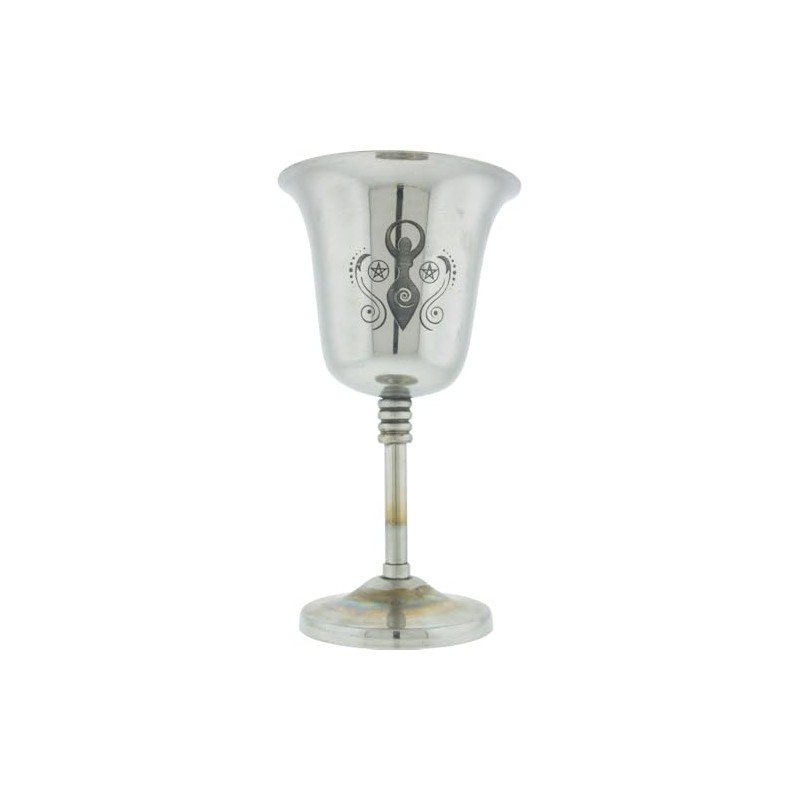 Kheops International Chalice Stainless Steel with Engraved Goddess, Medium, 6-inch