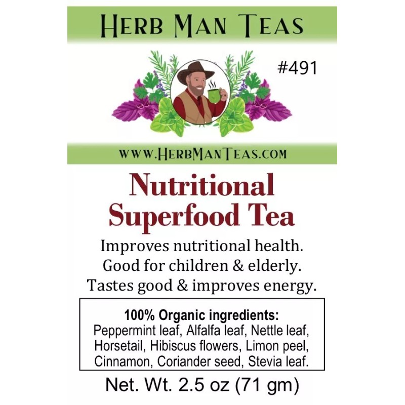 HERB MAN TEAS NUTRITIONAL SUPERFOOD TEA full of vitamins and