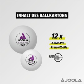 JOOLA Table Tennis Balls 3-Star PRO 40+mm Diameter, 3-Star Premium Table Tennis Balls Indoor and Outdoor Compatible, White, Pack of 12