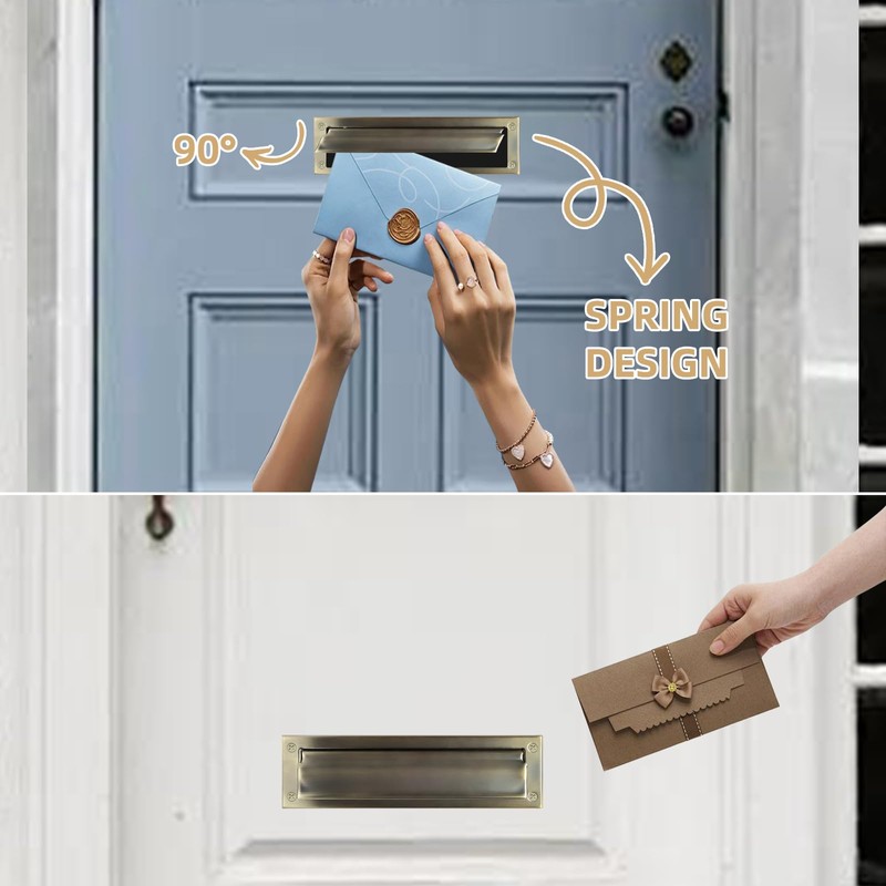 Mail Slot Antique Brass,13Inch Stainless Steel Mail Slot Cover for