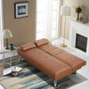 Yaheetech Convertible Sofa Bed Adjustable Couch Sleeper Modern Faux Leather