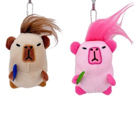 caralin Cute Capybara Keychain Eye catching and Colorful Keychian Accessory Chic Capybara Plush Phone Charm for Capybara Lovers Alloy Flannel