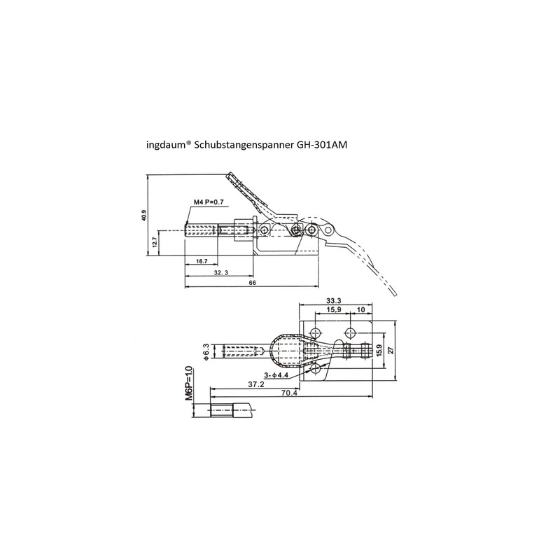 INGDAUM® 1 Piece GH-301AM Push Rod Tensioner, Adjustable Push Rod