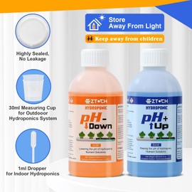 EZTOCH pH UP and Down for Hydroponic Plants, Adjust the pH Balance of Reservoir Water and Nutrient Solutions in Hydroponics Growing System, pH Adjuster, pH Down Acid 8.4oz and pH UP Base 8.4oz