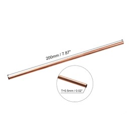 sourcing map Copper Tube 2 mm 3 mm 4 mm 5 mm 6 mm 7 mm Outer Diameter x 0.5 mm Thickness 200 mm Long Copper Round Tube Pack of 6