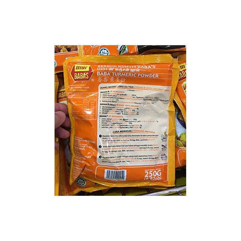MALAYSIAN BRAND BABA’S Turmeric Powder 250g x 3 Packs