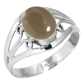 Jeweloporium 925 Silver Ring for Women Size K Brown Smoky Topaz Stone Costume Silver Ring Engagement Gift Vintage Jewelry