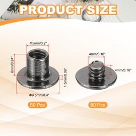 PATIKIL Chicago Screws, 60set M5 x 6mm Carbon Steel Phillips Head Screw Rivets Binding Screws Post Nail Rivet for Leather Belt Bag Backpack Craft Bookbinding, Black