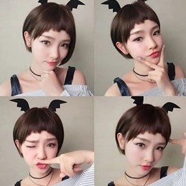 Cut wig short hair cute wig (including net) (KYR-W0EC000) Meryl-black net O / 컷트가발 숏헤어 귀여운가발(망포함) (KYR-W0EC000) 메릴-블랙망O